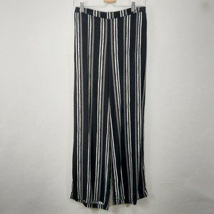 Merona Wide Leg Palazzo Pants Womens S 4 Black Stripes Pull On Relaxed W28 L31